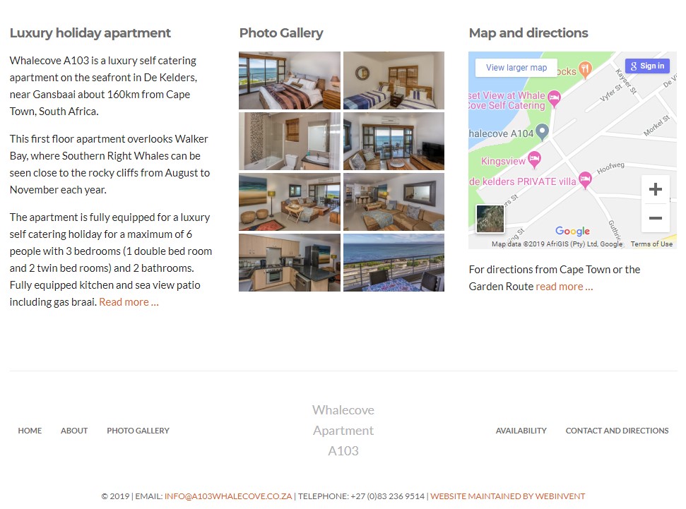 Whalecove A103 is a luxury self catering apartment